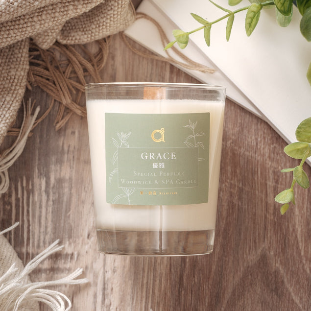 【愛創造 Allietare】『優雅 Grace』(檸檬茶) 檸檬馬鞭草、綠茶 香氛木芯乳液蠟燭-200g 手工香薰蠟燭