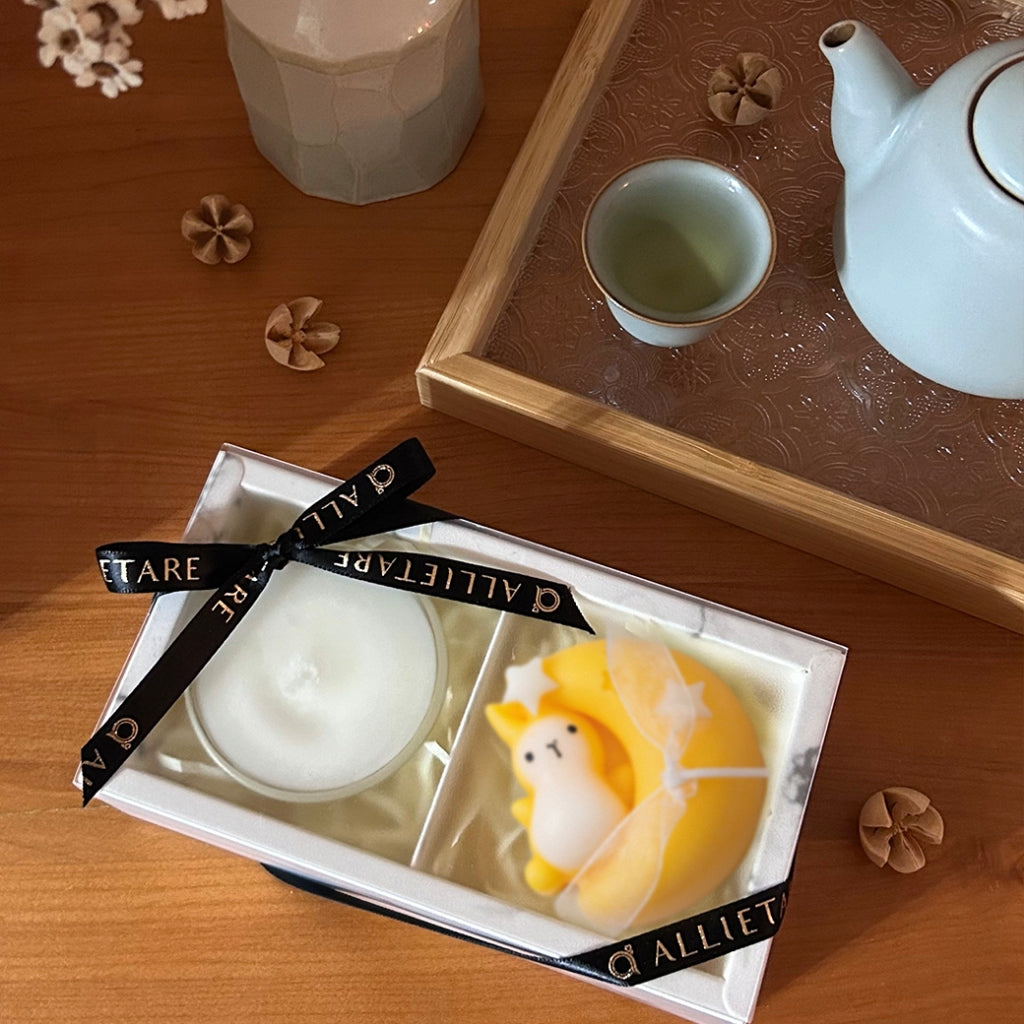 【中秋禮盒】月兔香韻祈願禮盒 大豆蠟乳液蠟燭 月兔造型蠟燭  愛創造Allietare